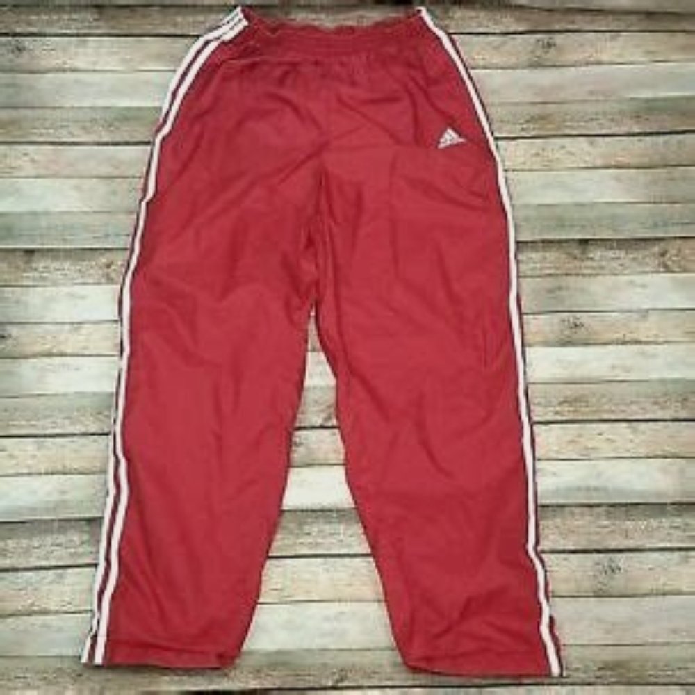 ISO red adidas track pants